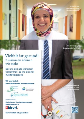 Gesamtcollage-Kampagne Vielfalt ist gesund - Portrait mit unserer Mitarbeiterin Ayse Dogan