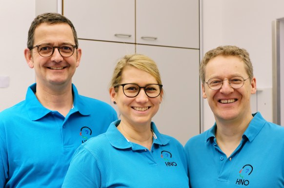 Das Team der HNO-Belegabteilung Dr. med. Hans Hammermann, Dr. med. Nina Bruns, Dr. med. Christoph Thörmer © Privat