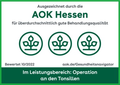 Auszeichnung der AOK - Operation an den Tonsillen 10_2022