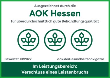 Auszeichnung der AOK - Verschluss eines Leistenbruchs 10_2022